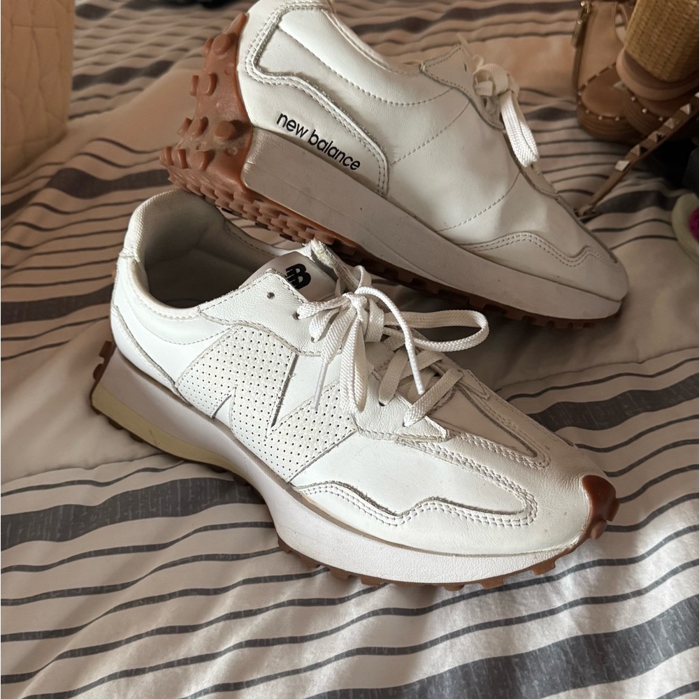 New Balance Women's White and Tan Sneakers